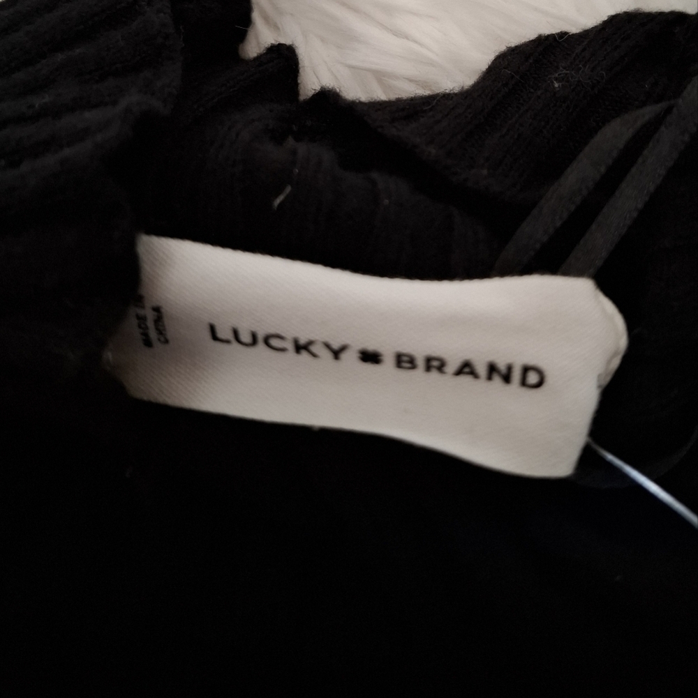 Lucky brand maxi dress Ribbed Monck Neck Long Sleeves Black Size LARGE - Picture 14 of 15